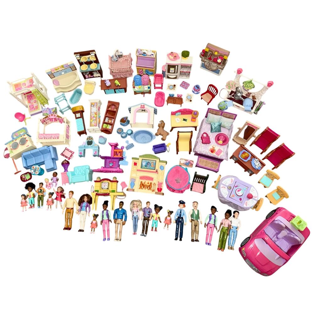 Fisher Price Loving Family Dollhouse Furniture Dolls Accessories SUV Huge Lot